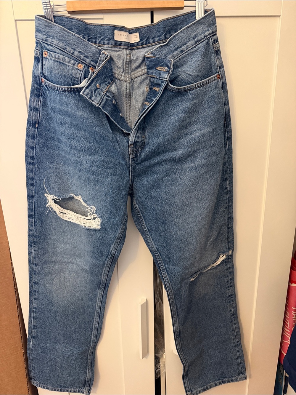 Too shop women’s  Distressed Blue Jeans - Classic Straight Fit